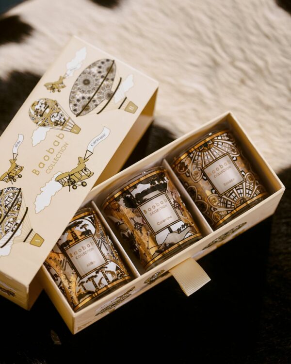 Coffret Trio Travel Candles Baobab Rosace Caravane Afrika.