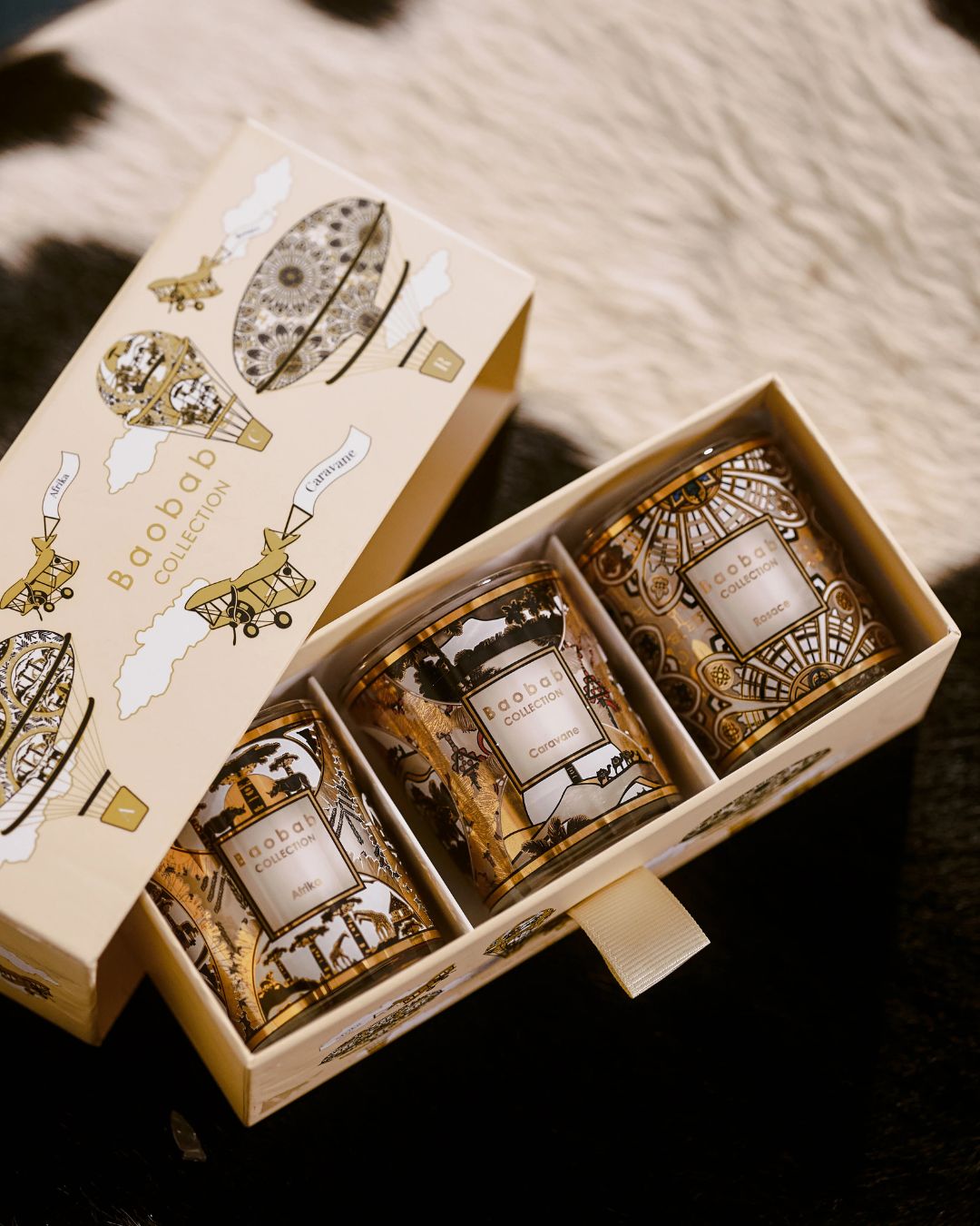Coffret Trio Travel Candles Baobab Rosace Caravane Afrika.