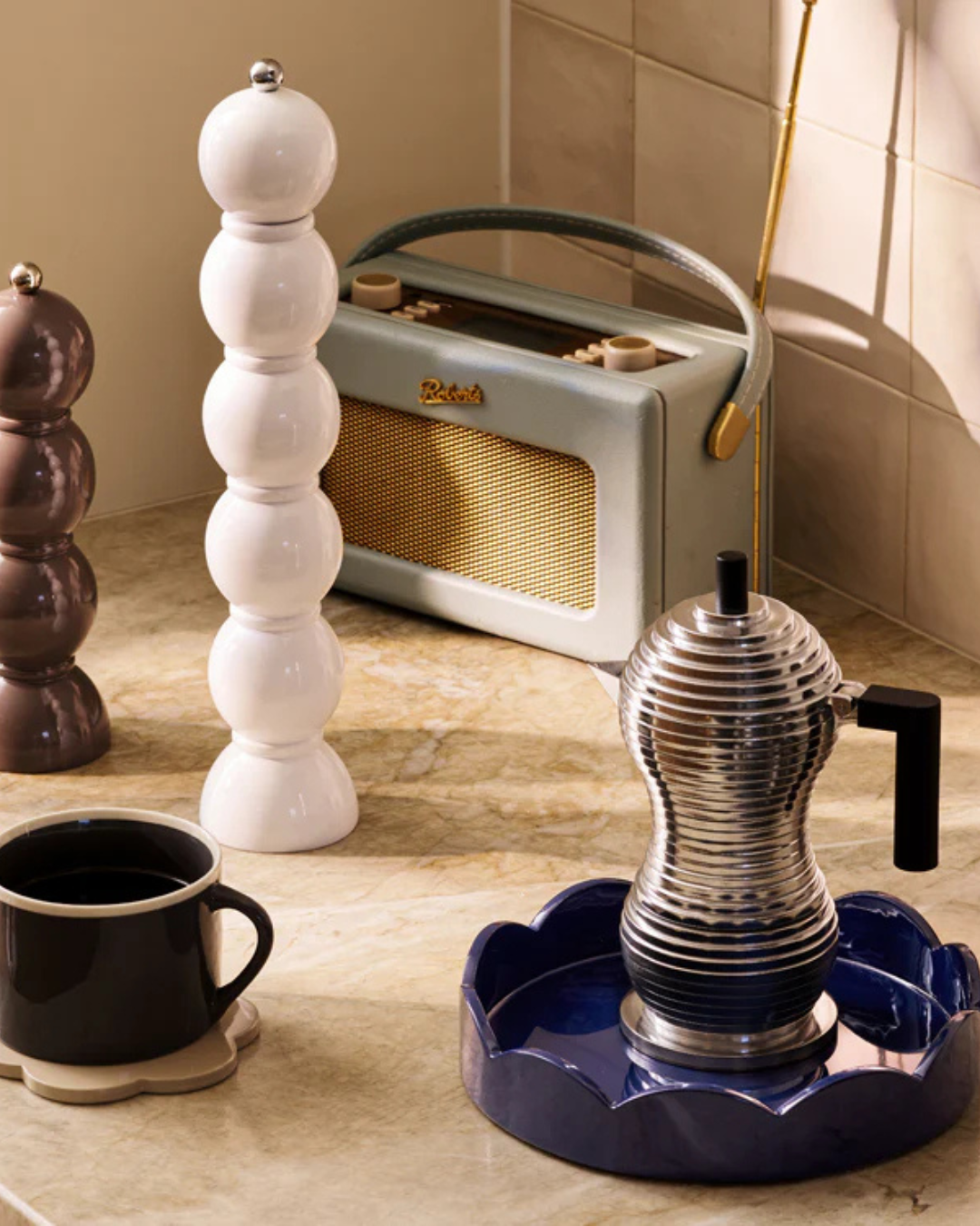 Grand moulin à sel et poivre laqué blanc en bois certifié FSC avec mécanisme en céramique – hauteur 35 cm