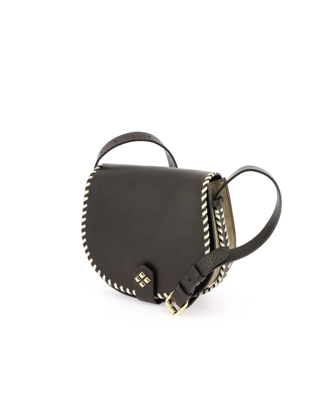 Sac Le Mamour Arya cuir chocolat crème porté épaule