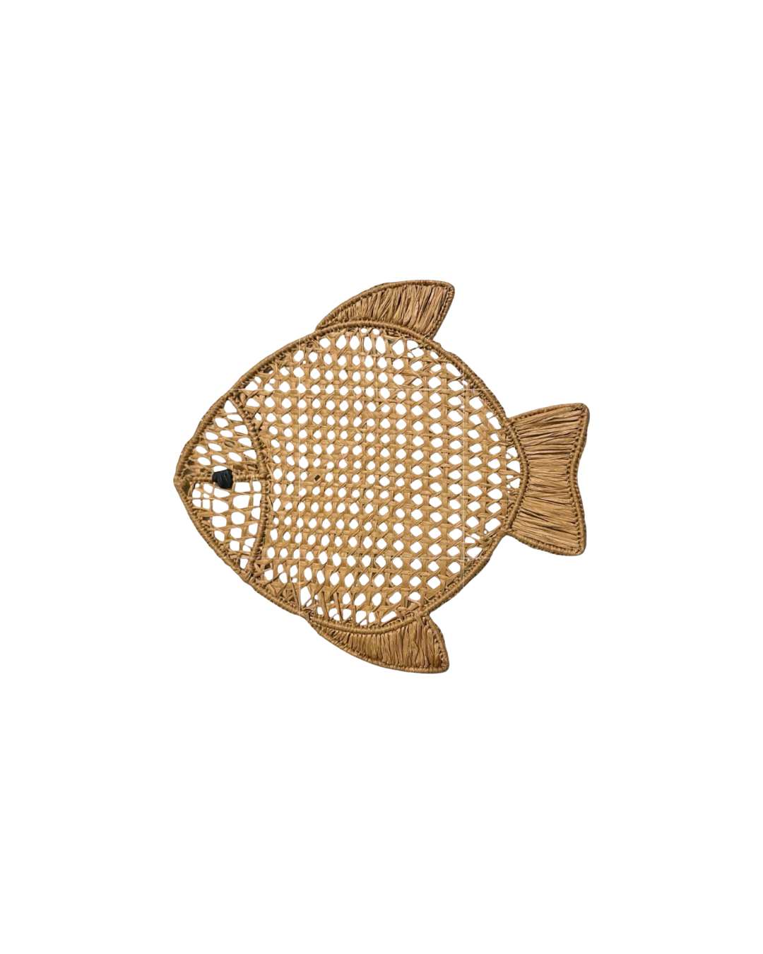 Set de table en raphia papier naturel en forme de poisson – décoration de table artisanale et éco-responsable, style bord de mer