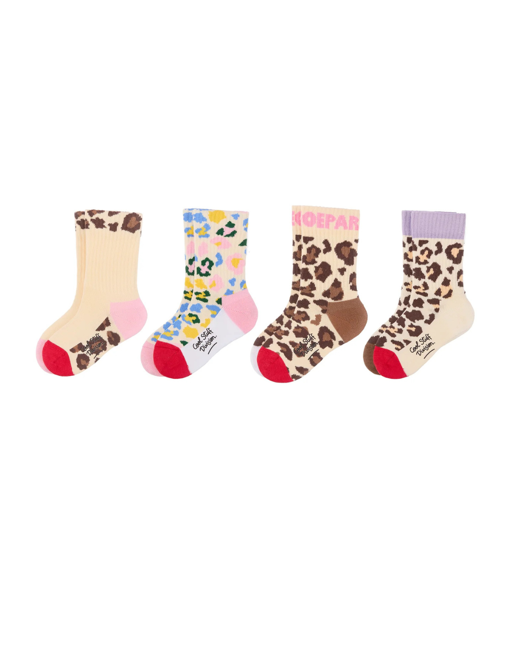 Pack de 4 paires de chaussettes enfant imprimé léopard en coton biologique, taille 27-31