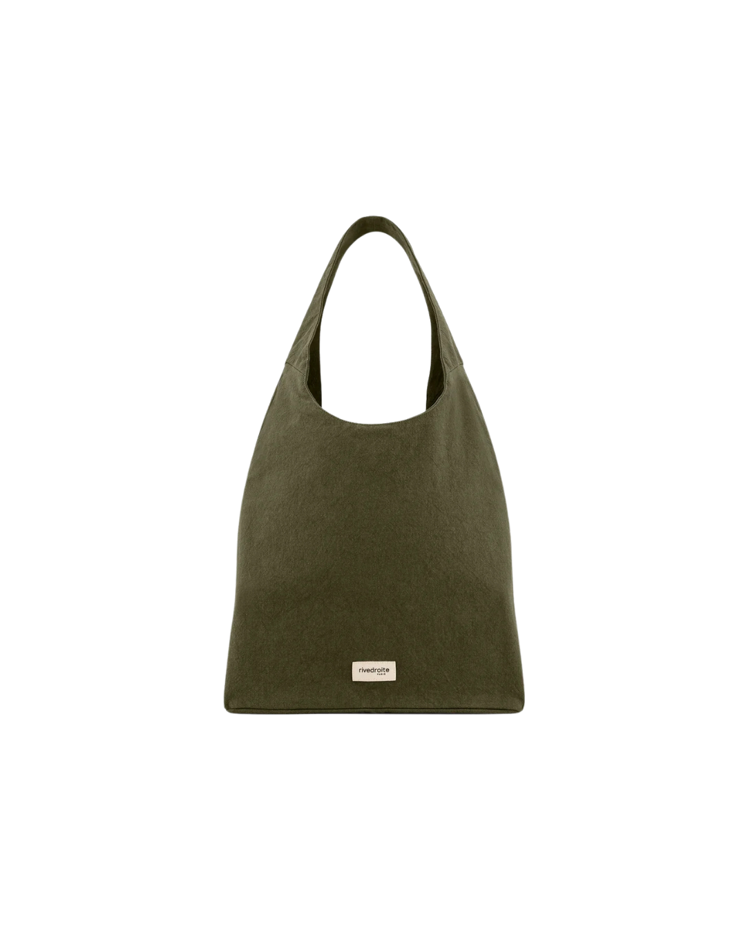 Sac hobo Richelieu kaki en coton recyclé, grand sac épaule femme