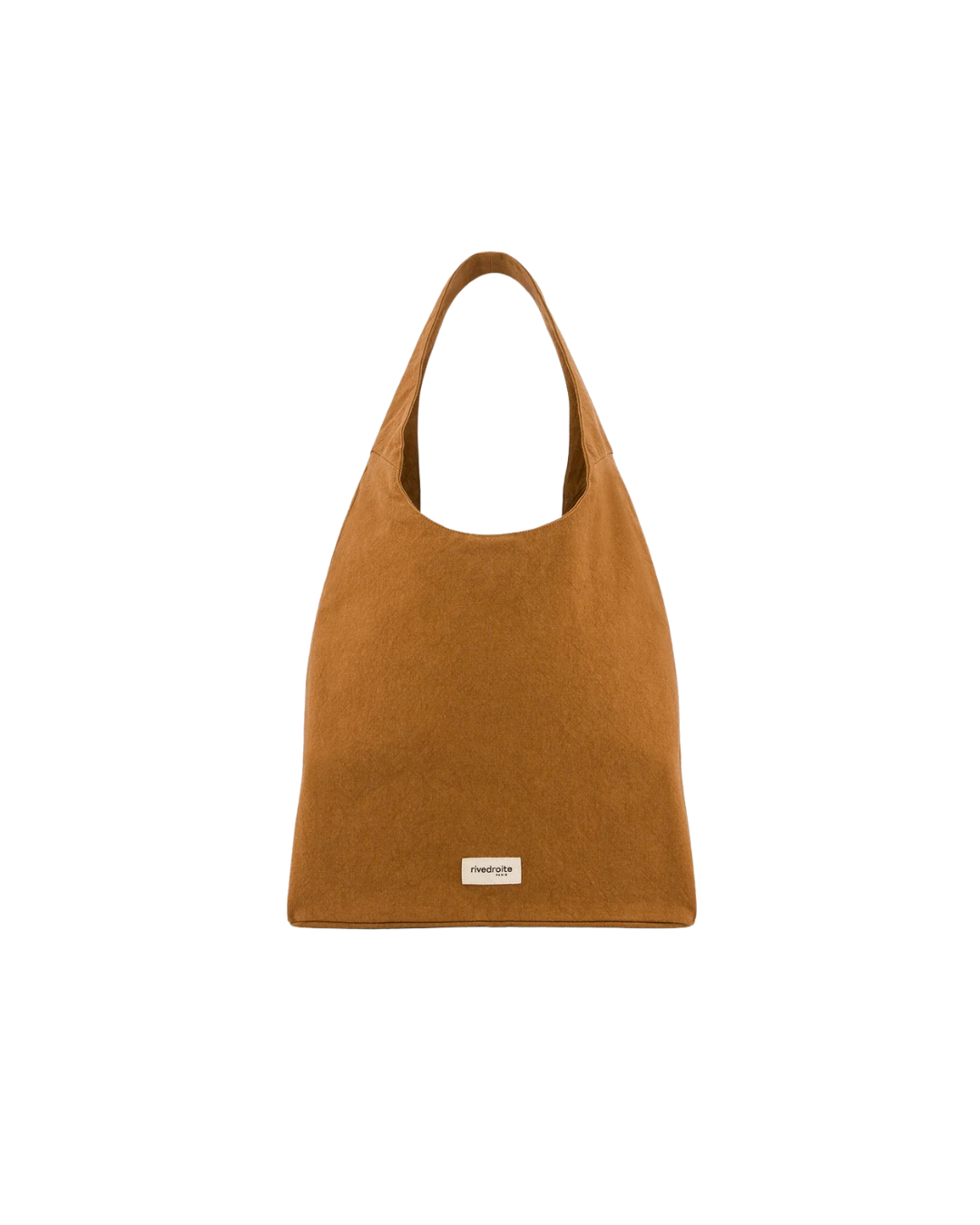 Sac hobo Richelieu coloris tobacco en coton recyclé, porté épaule