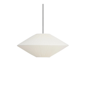 Suspension Brera en coton avec abat-jour large et câble électrique noir tressé, fabrication française