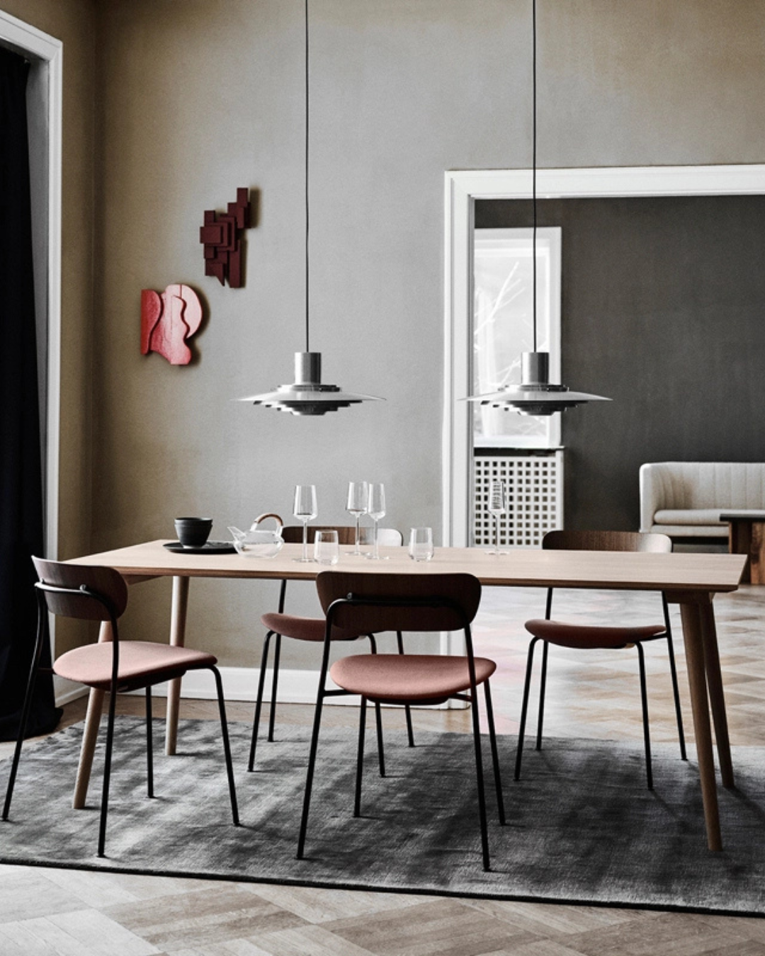 Suspension KF1 P376 en aluminium brossé, luminaire design danois AndTradition 48 cm