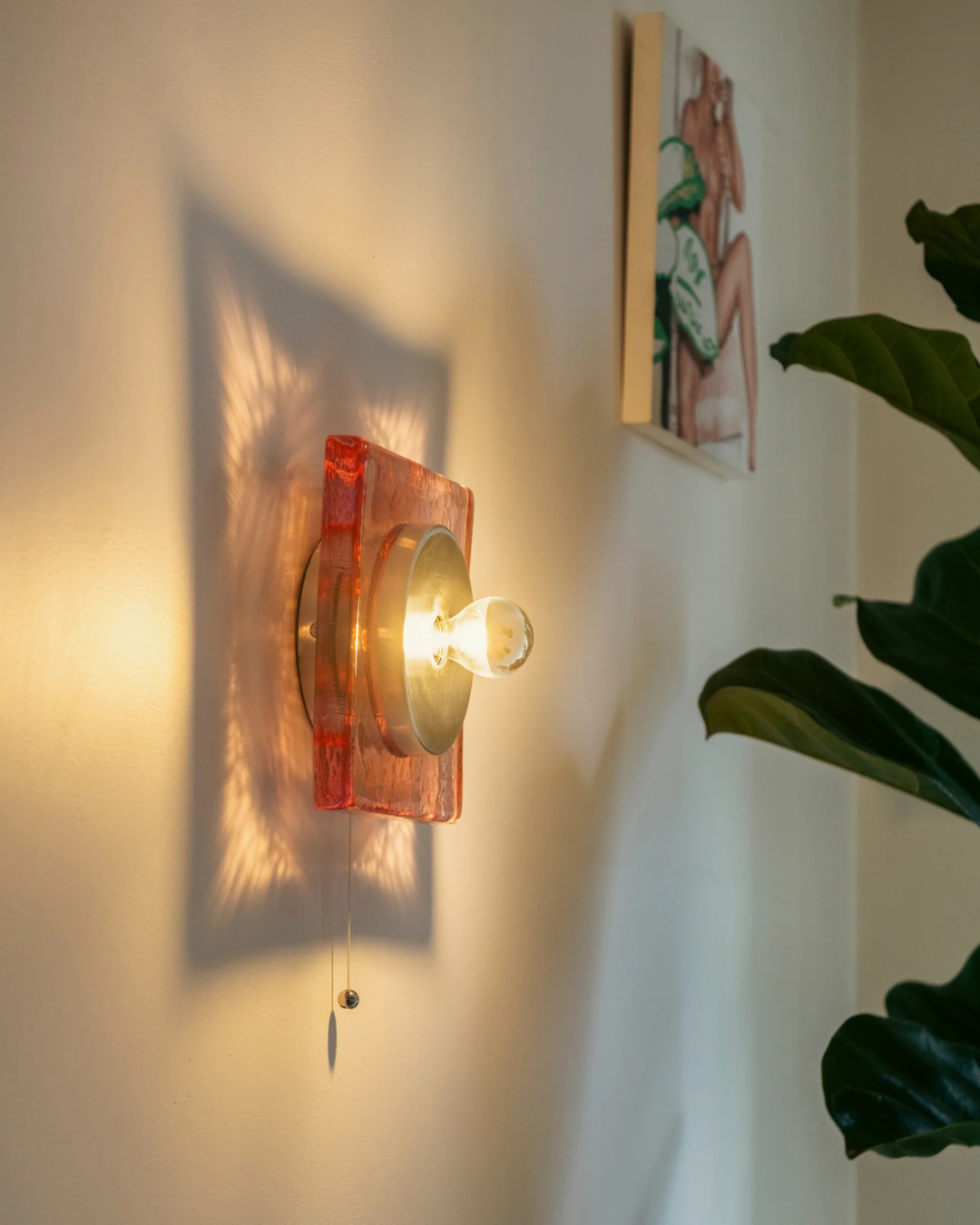 Applique murale Marta rose en pâte de verre