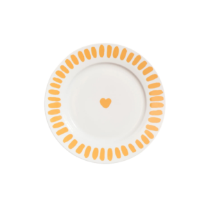 Assiette cœur jaune porcelaine 26 cm