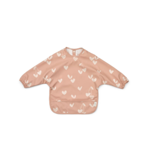 Bavoir manches longues bébé cœurs rose imperméable