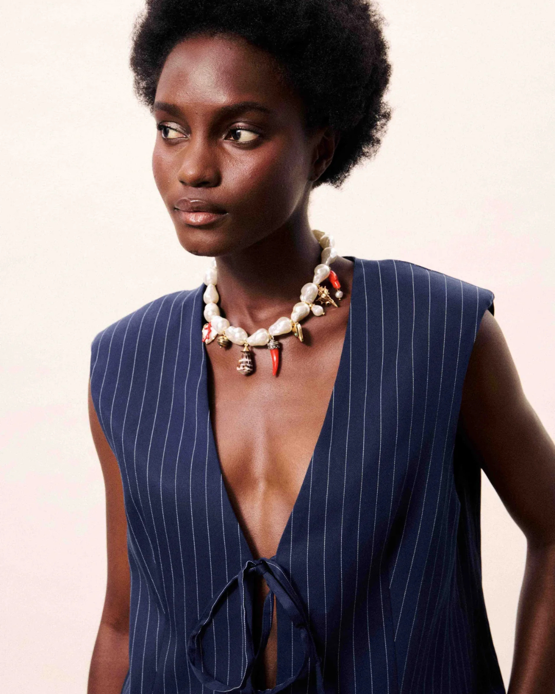 Gilet tailleur Abyssal marine rayures tennis femme