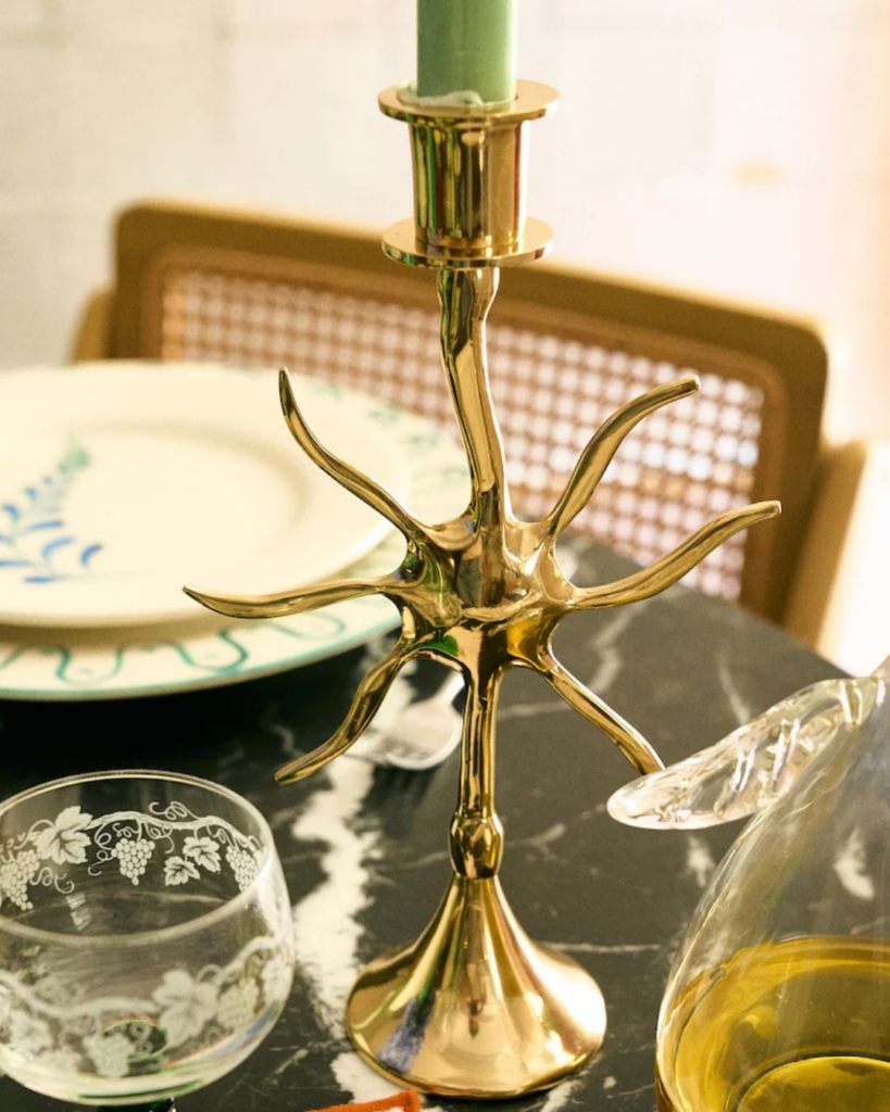 Bougeoir Sunny en laiton doré design élégant pour décoration intérieure
