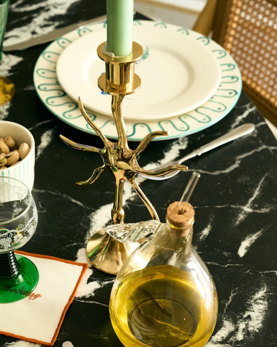 Bougeoir Sunny en laiton doré design élégant pour décoration intérieure