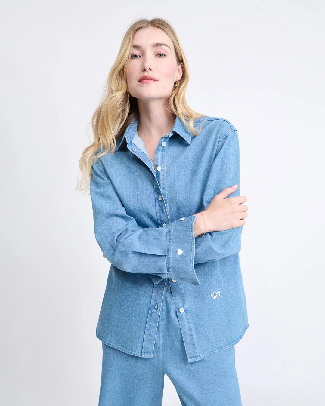 Chemise denim clair coton bio femme