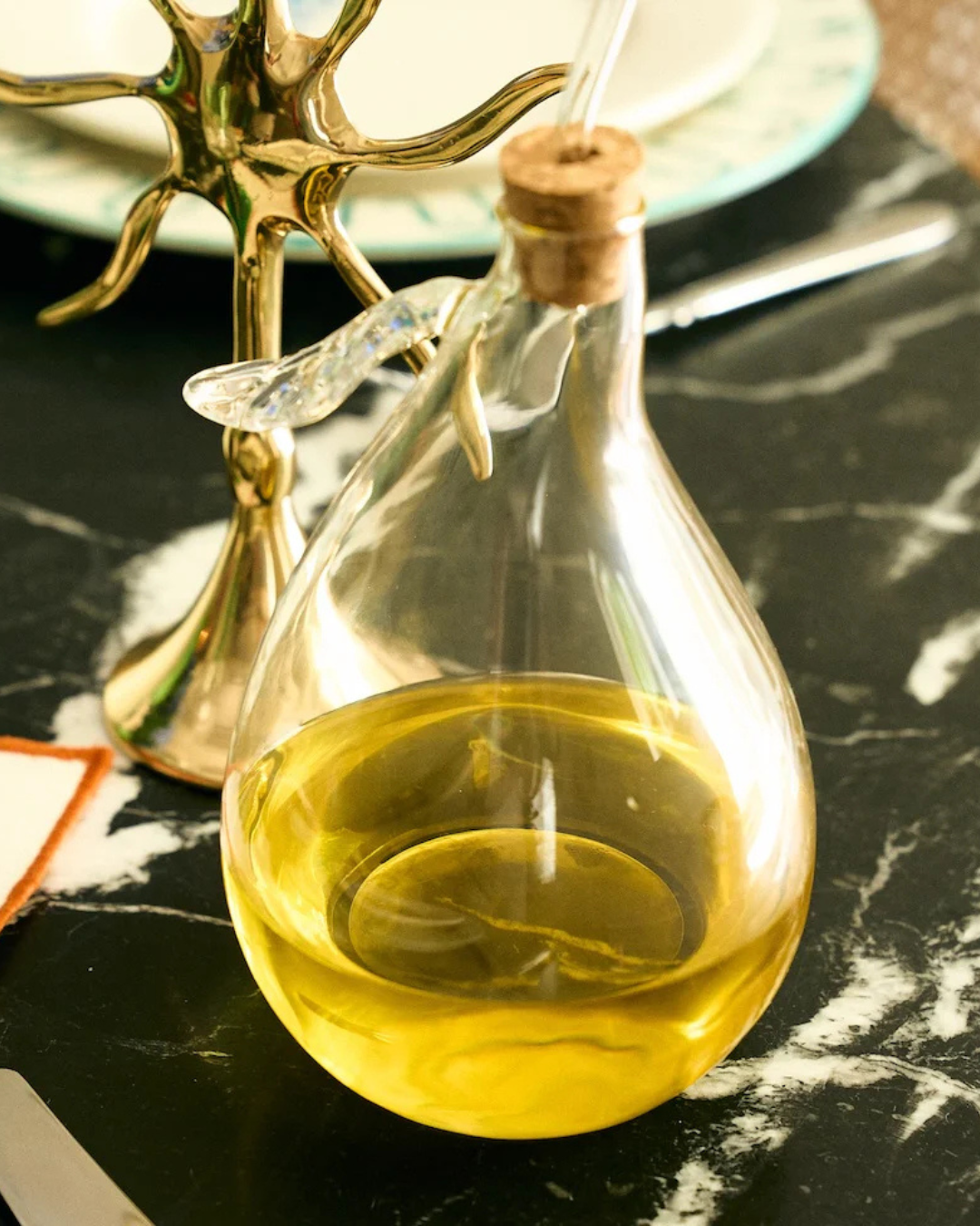 Distributeur d’huile en verre forme poire design cuisine