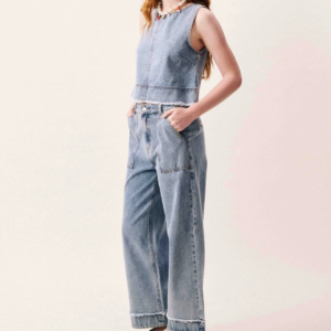 Jean Saphira bleu jean taille haute femme