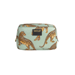 Trousse de toilette Emerald Leopard en polyester recyclé motif léopard vert