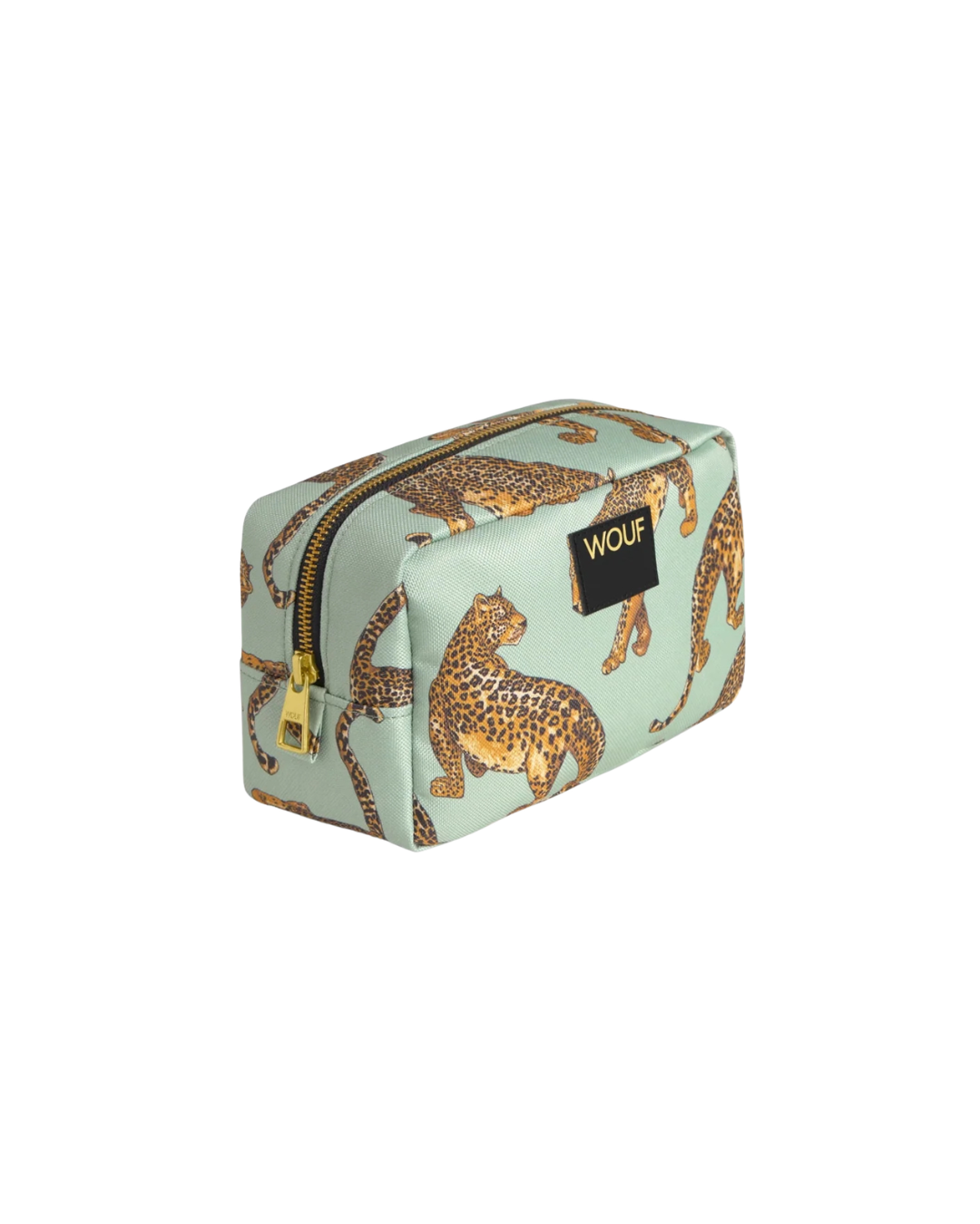 Trousse de toilette Emerald Leopard en polyester recyclé motif léopard vert