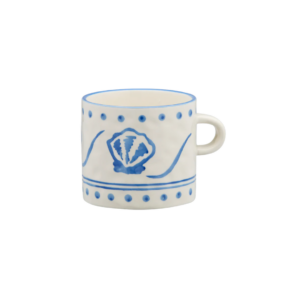 Mug en céramique Azure Shore peint à la main aux motifs marins bleus