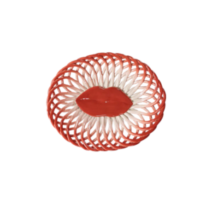 Corbeille bouche rouge en grès émaillé design Wouters et Hendrix