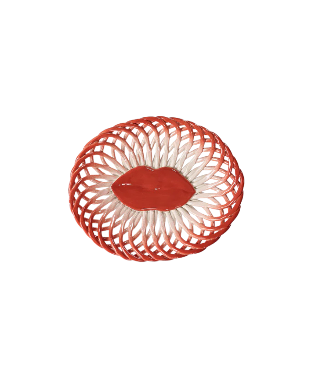 Corbeille bouche rouge en grès émaillé design Wouters et Hendrix