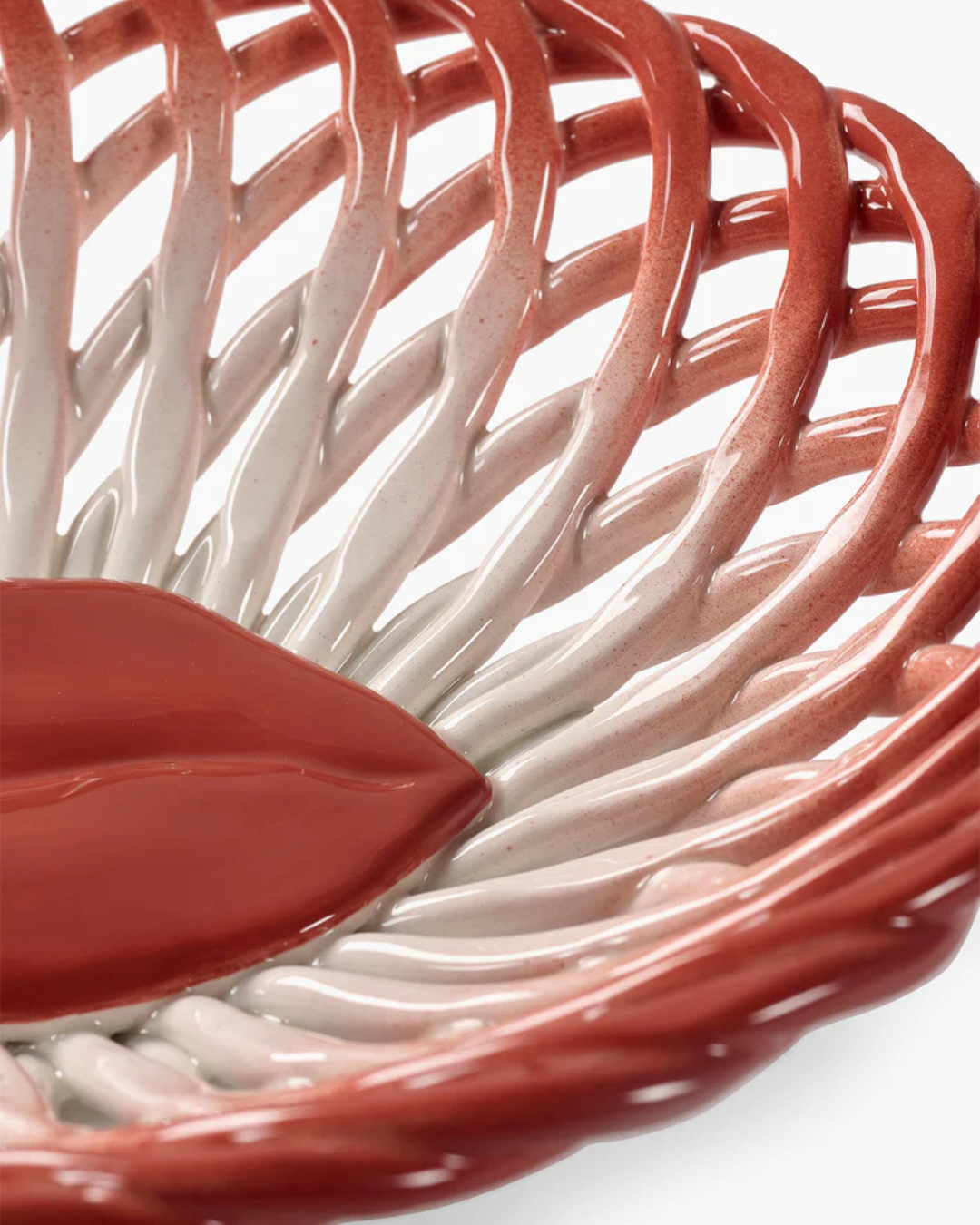 Corbeille bouche rouge en grès émaillé design Wouters et Hendrix