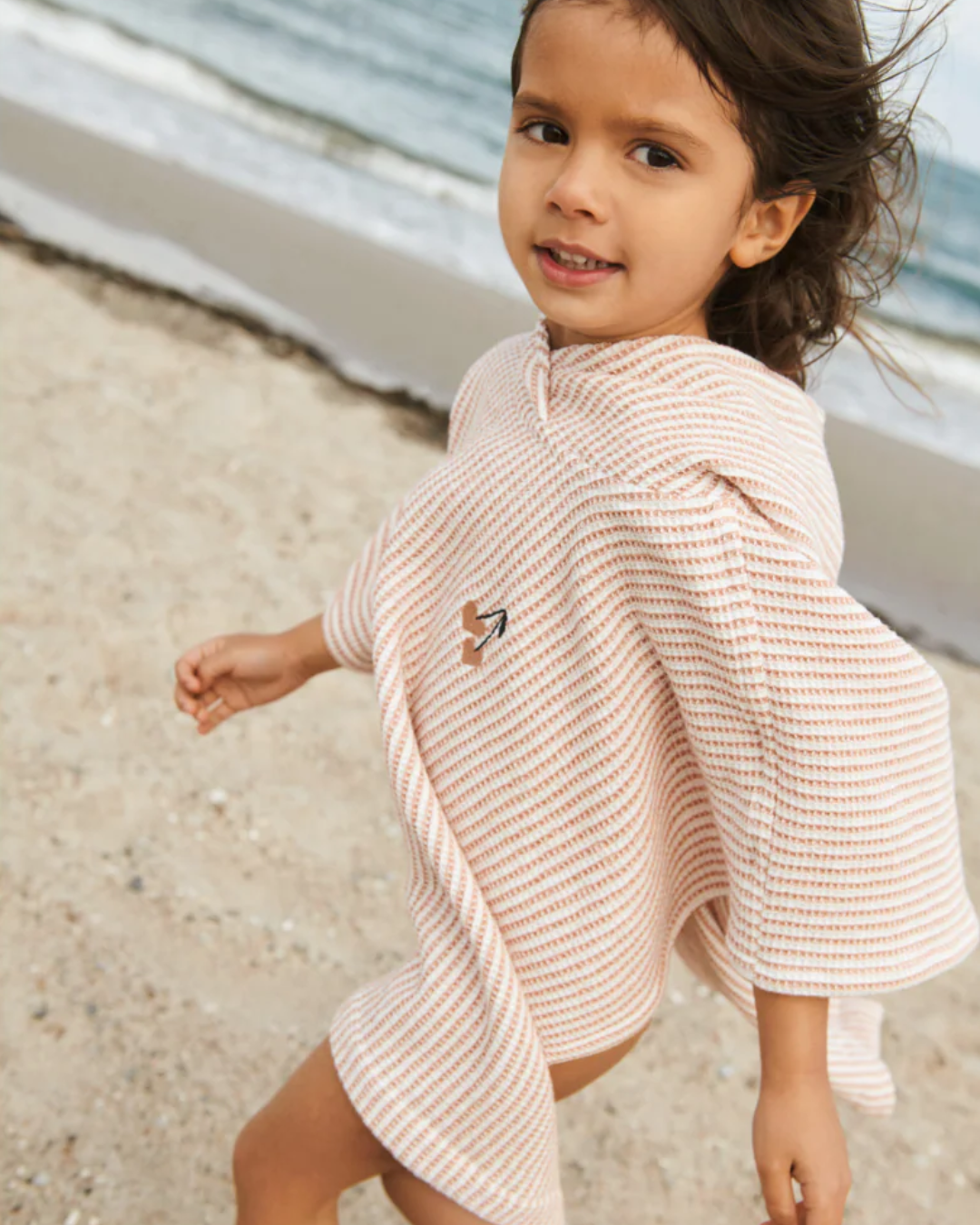 Poncho enfant Paco rose coton biologique