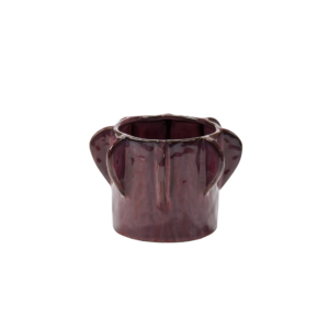 Pot de fleurs aubergine en céramique émaillée design contemporain