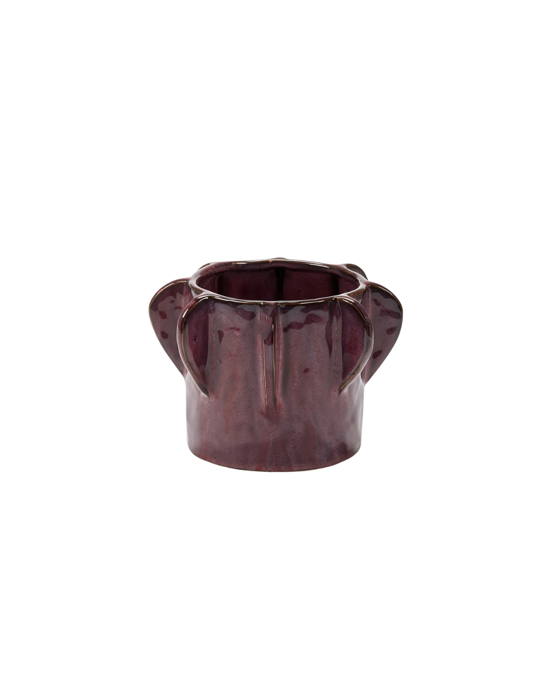 Pot de fleurs aubergine en céramique émaillée design contemporain
