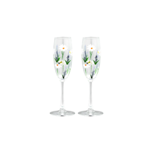 Flûtes à champagne peintes à la main fleurs et abeilles – set Springtime Toast