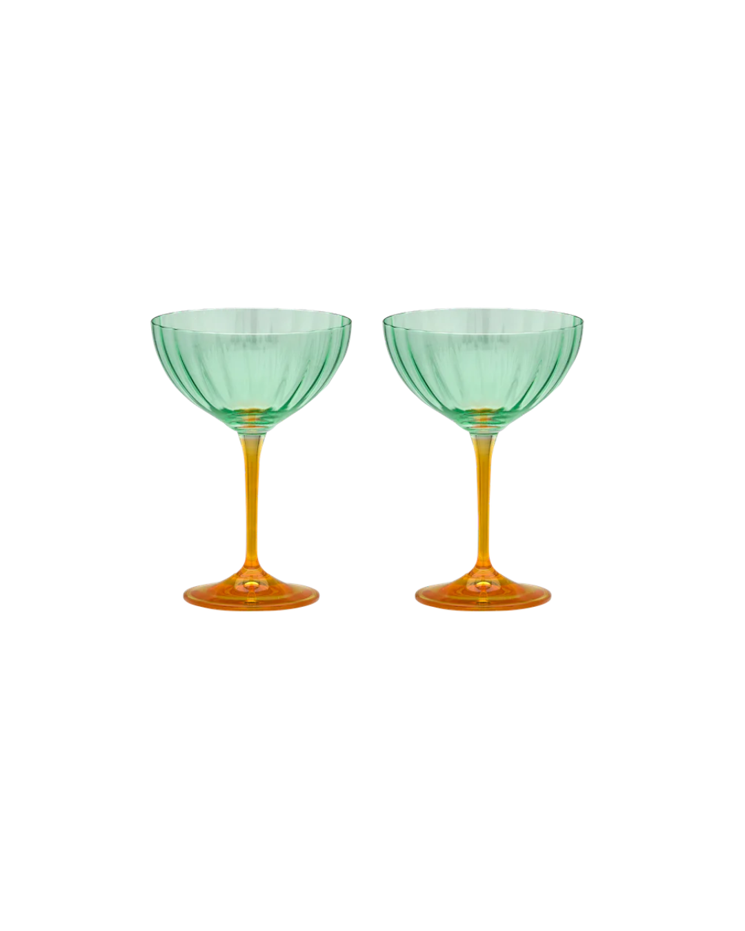 Coupes à champagne vert et orange design set de 2