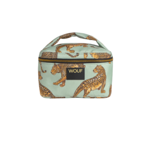 Vanity bag Emerald Leopard en polyester recyclé motif léopard vert