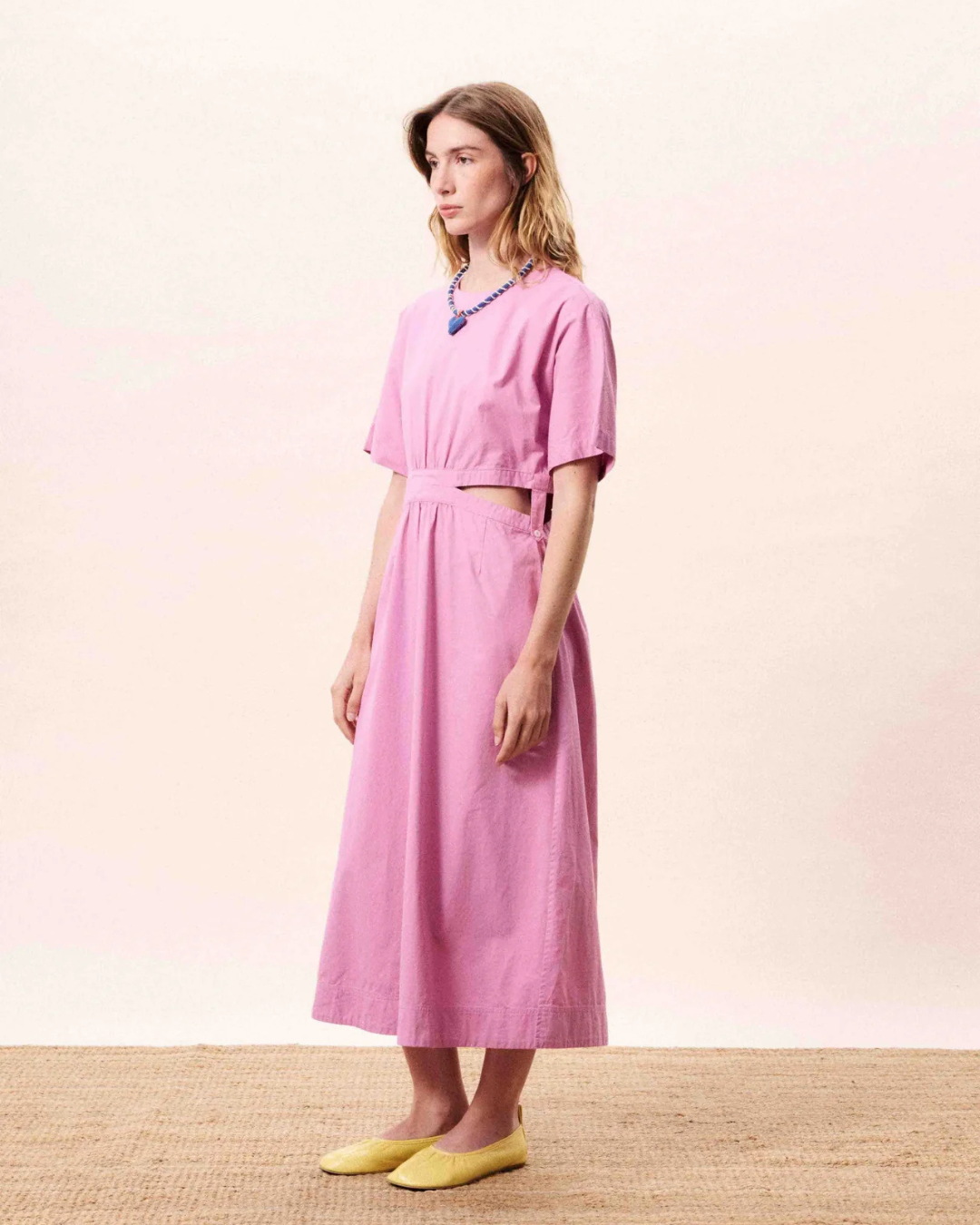 Robe Mavera violine midi en coton coupe évasée