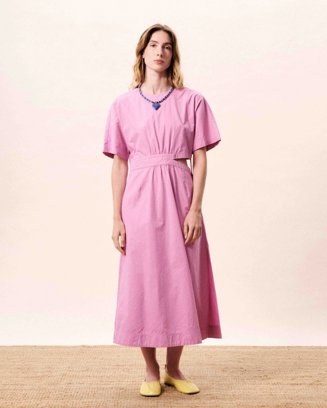 Robe Mavera violine midi en coton coupe évasée