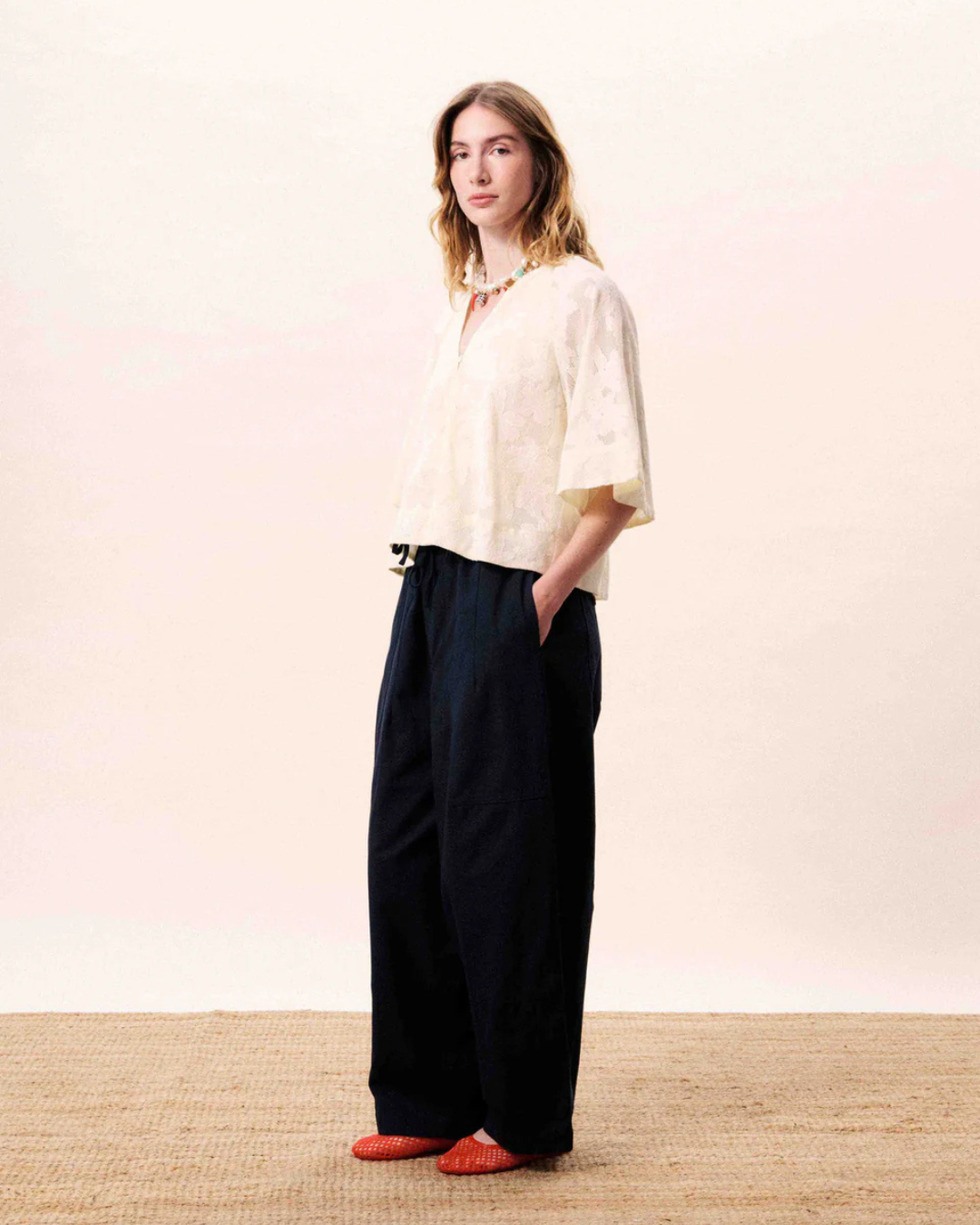 Blouse Maresias en broderie anglaise manches kimono