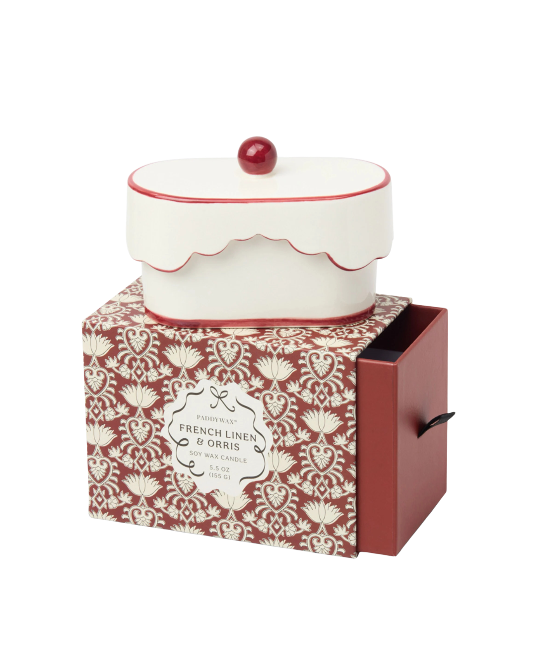 Bougie parfumée rouge en céramique Linge Frais et Iris