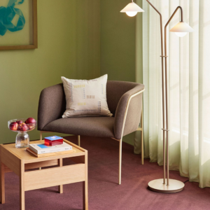 Lampadaire Como beige Hübsch design scandinave verre et fer