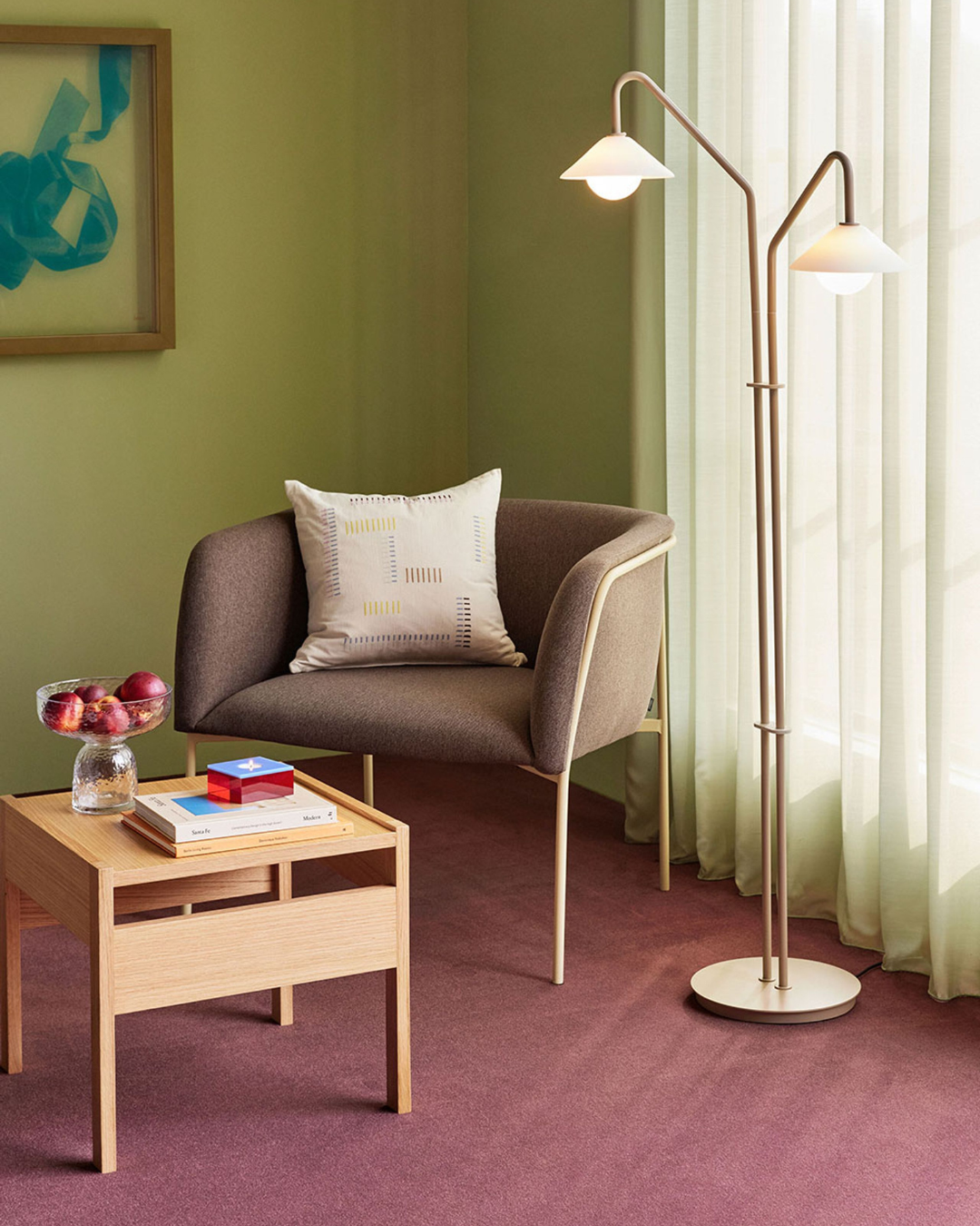 Lampadaire Como beige Hübsch design scandinave verre et fer