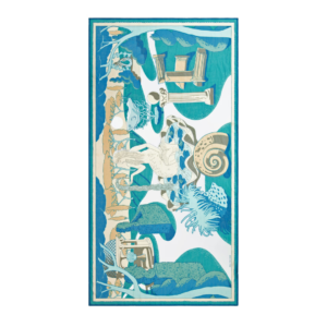 Écharpe Jardin turquoise en coton imprimée à la main 100x190 cm