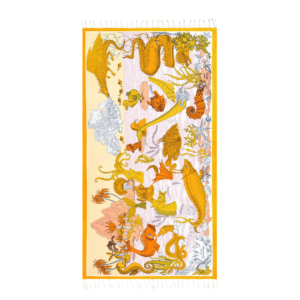 Fouta Fantastique poudre en coton imprimée à la main 100x190 cm