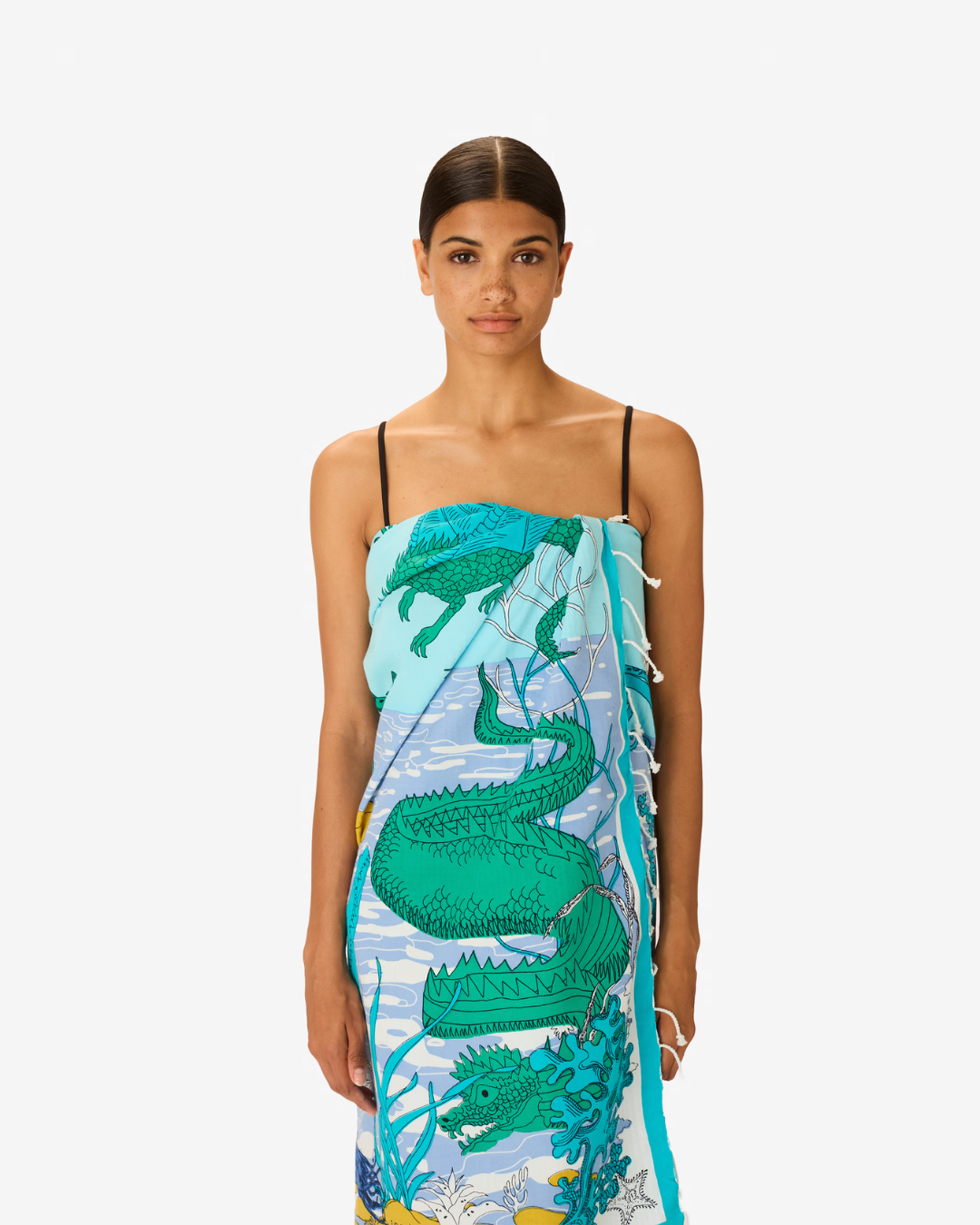 Fouta Fantastique émeraude en coton – format 100 x 190 cm.