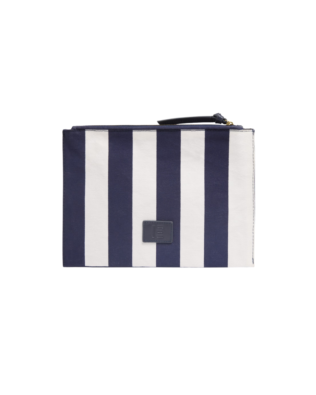 Pochette Poseidon bleu marine coton et cuir italien 27x19 cm