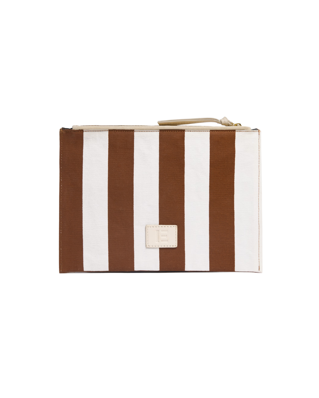 Pochette Poseidon marron coton et cuir italien 27x19 cm