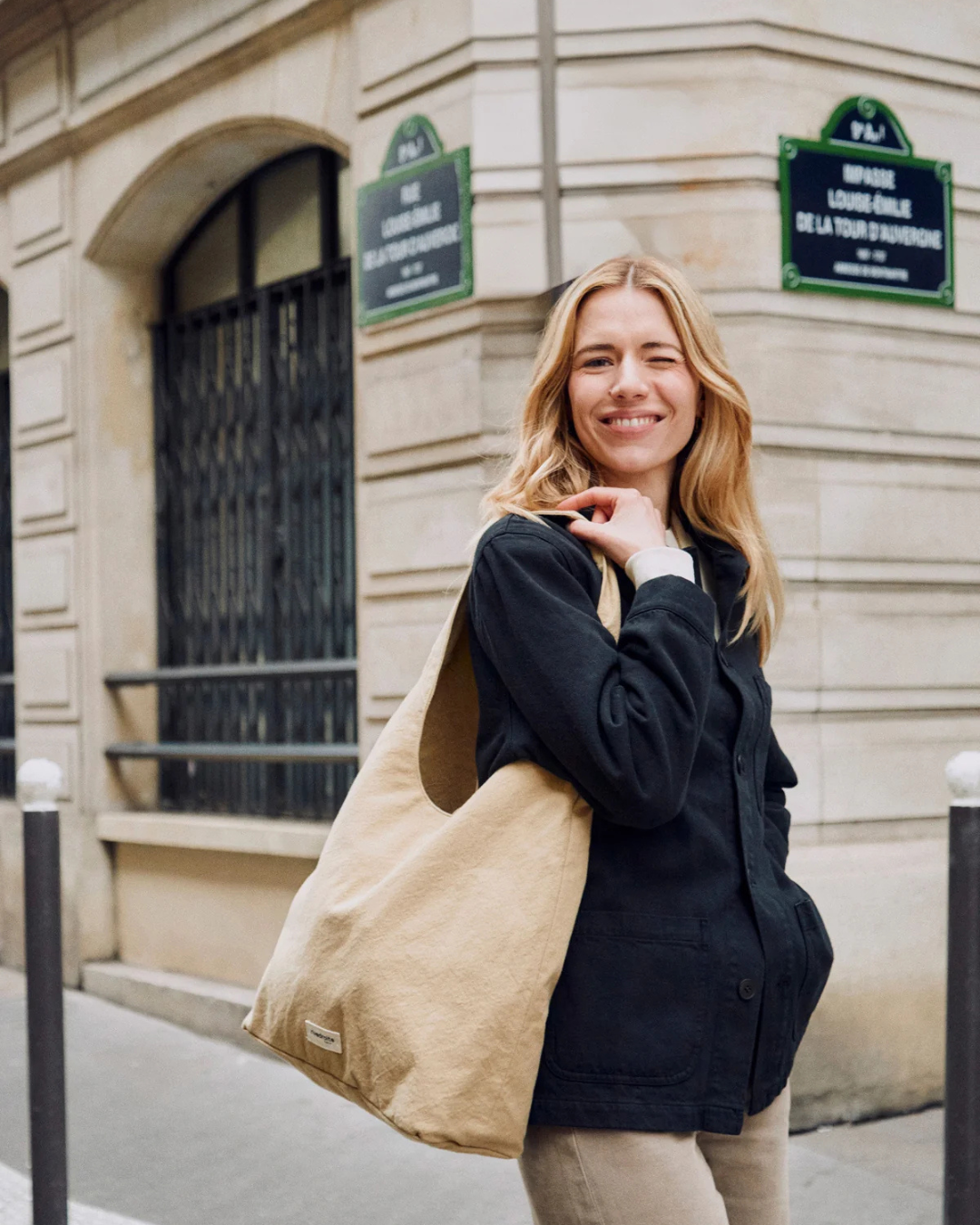 Sac Richelieu hobo épaule beige sand en coton recyclé