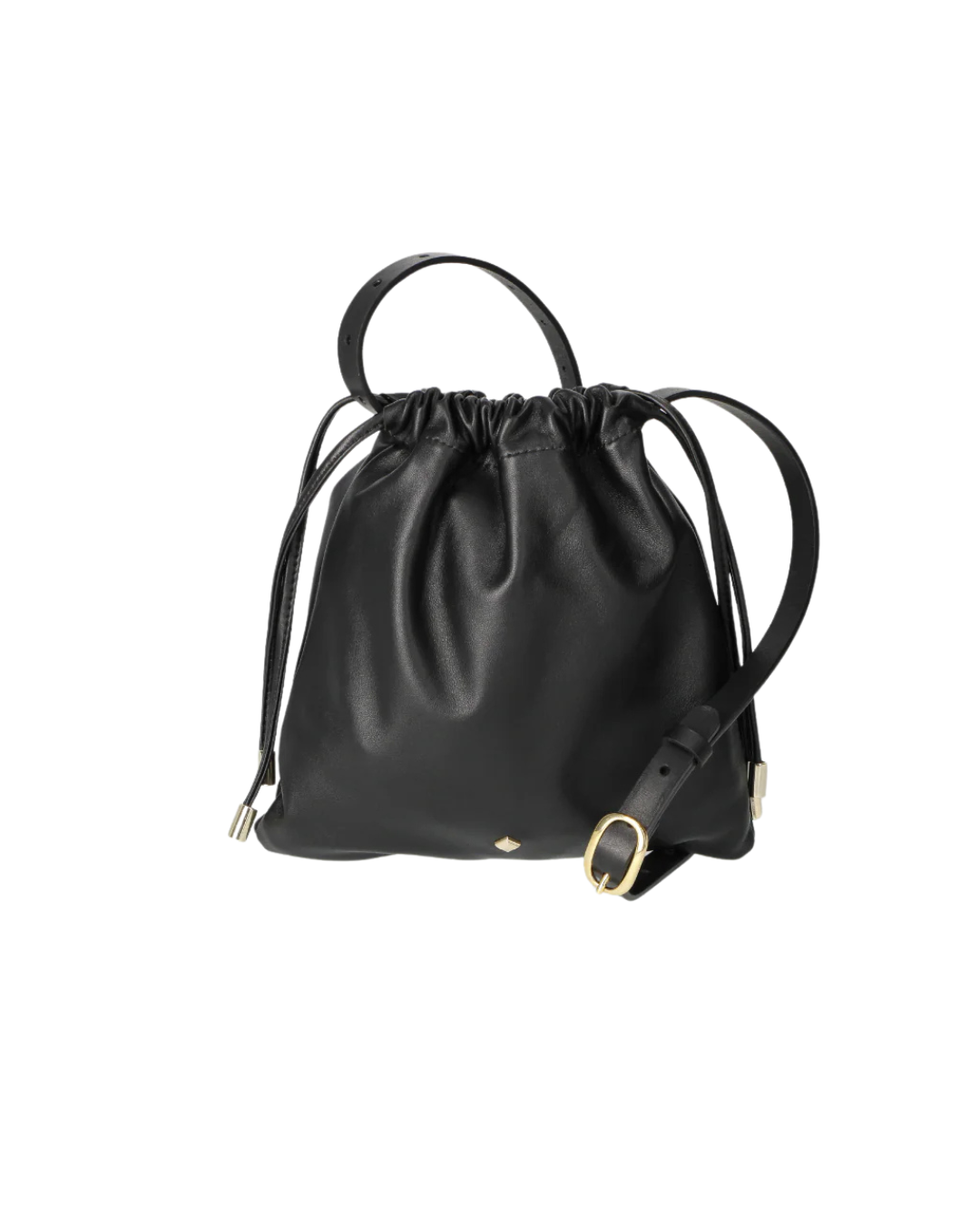 Sac bandoulière cuir noir femme porté épaule design minimaliste