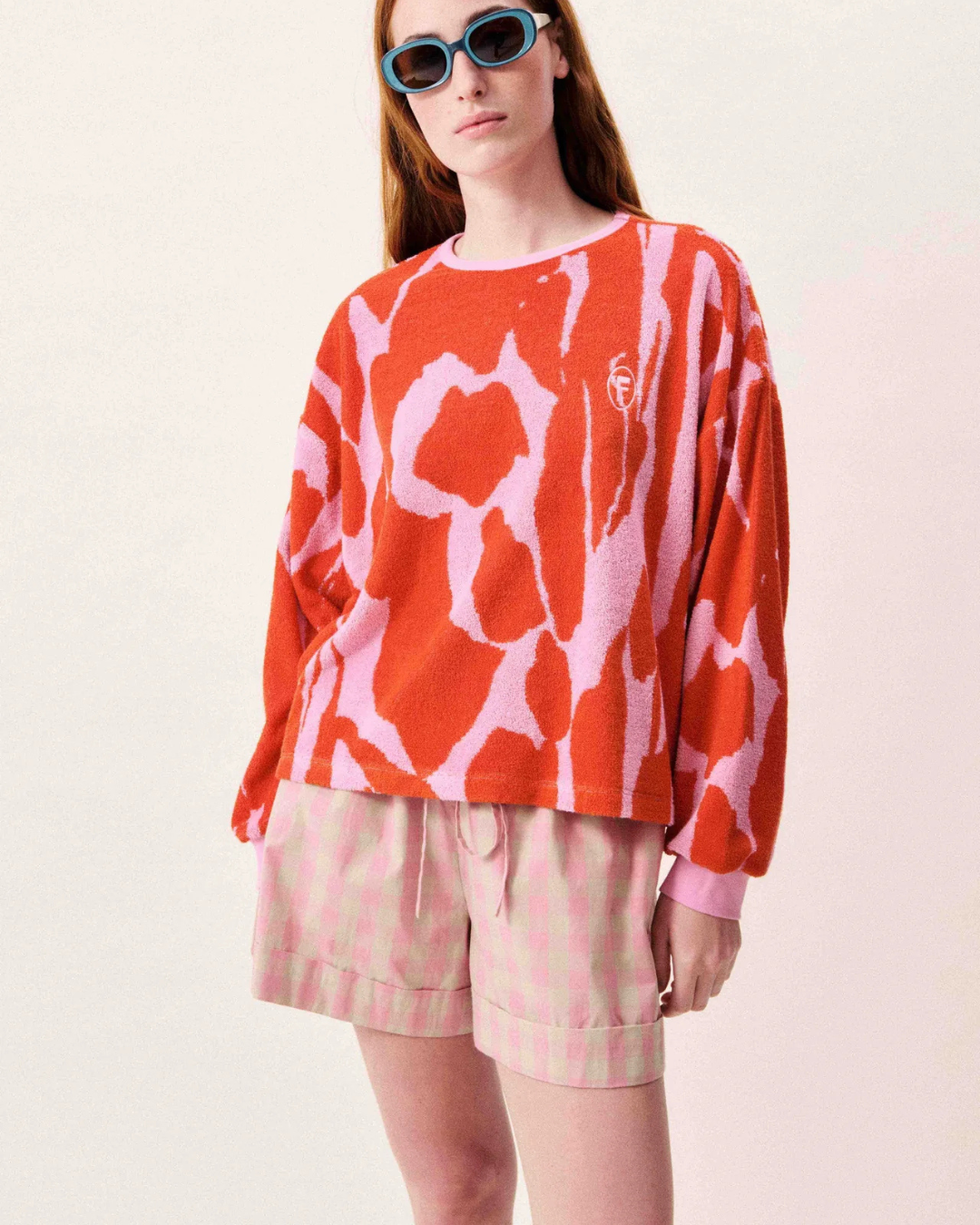 Short Luminous rose en coton motif vichy