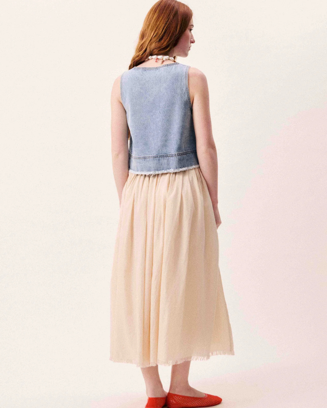 Top Aqualina bleu jean en denim délavé sans manches