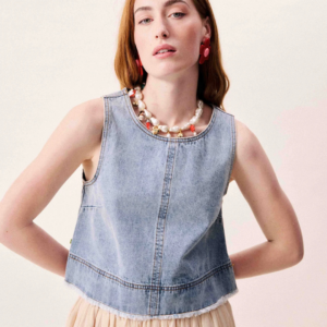 Top Aqualina bleu jean en denim délavé sans manches