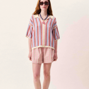 Top Missy violine en maille jacquard à motifs géométriques