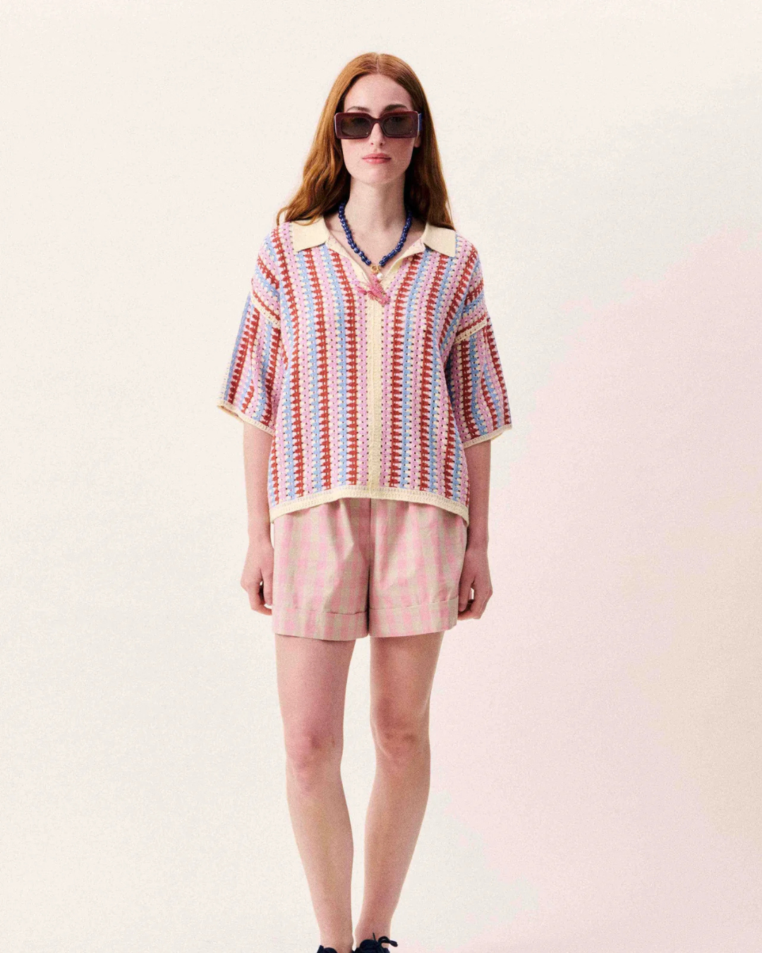 Top Missy violine en maille jacquard à motifs géométriques