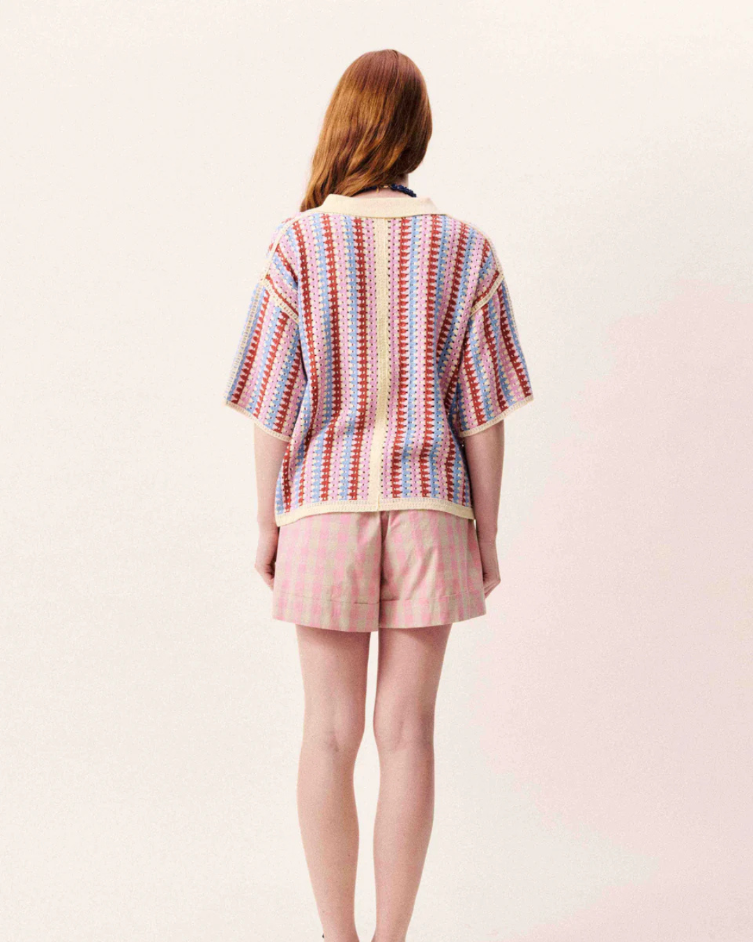 Top Missy violine en maille jacquard à motifs géométriques